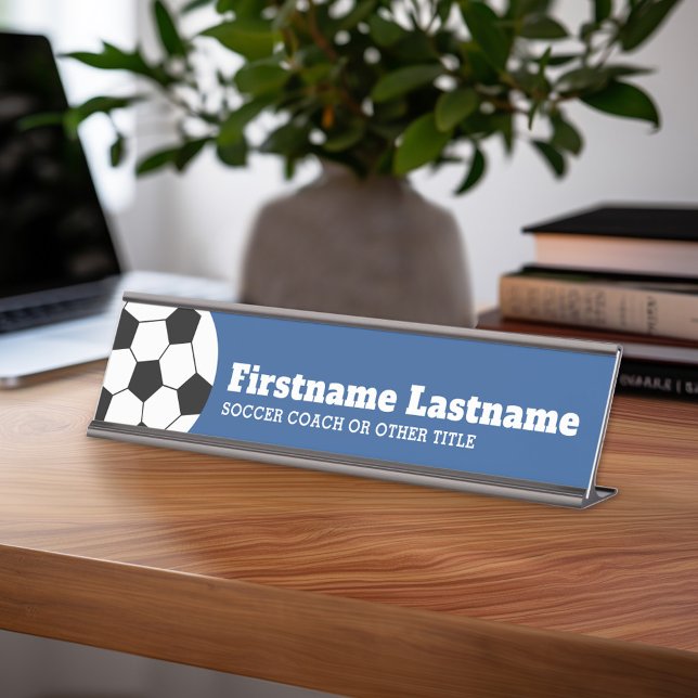 Placa De Mesa Treinador de Bola ou Professor - Desenho Moderno (Personalized Sports Theme Desk Name Plate - Great Coach Appreciation Gift or Locker room Decor)