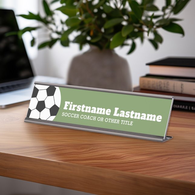 Placa De Mesa Treinador de Bola ou Professor - Desenho Moderno (Personalized Sports Theme Desk Name Plate - Great Coach Appreciation Gift or Locker room Decor)