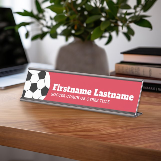 Placa De Mesa Treinador de Bola ou Professor - Desenho Moderno (Personalized Sports Theme Desk Name Plate - Great Coach Appreciation Gift or Locker room Decor)