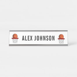 Placa De Mesa Treinador de Jogador de Basquete e Bola Difundida