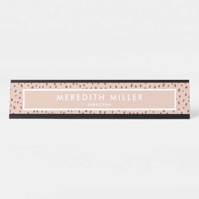 Placa De Mesa Trendy Beige Name com Terracotta Boho Brown (Frente)