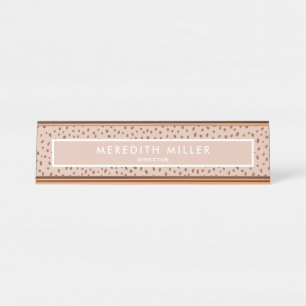 Placa De Mesa Trendy Beige Name com Terracotta Boho Brown