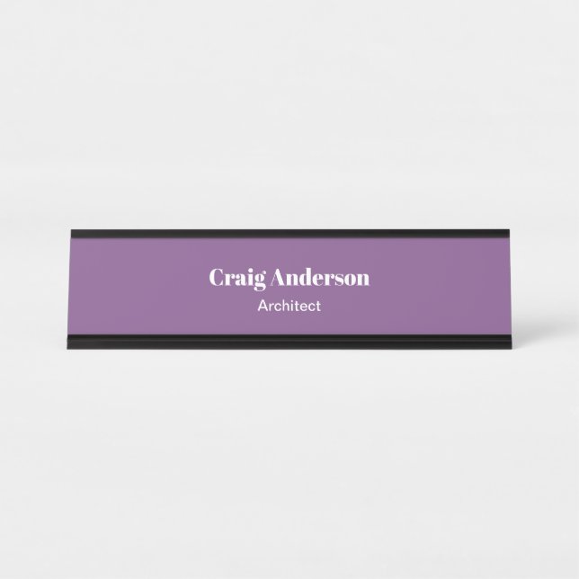 Placa De Mesa Trendy Purple Professional Plain Modern Elegante (Frente)