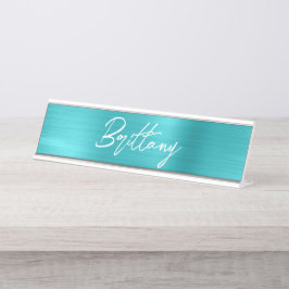 Placa De Mesa Turquoise Blue Foil Modern Brusn Escoteiro Nome