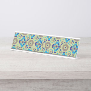 Placa De Mesa Um design de têxteis simétrico, de cor azul e/ou