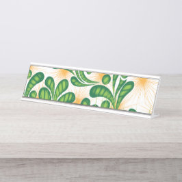 Placa De Mesa Um padrão artístico verde e dourado representando