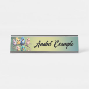 Placa De Mesa Uma bela parada de pássaros de desenho animado em