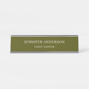 Placa De Mesa Verde Chic Moderno Minimalista Profissional