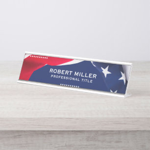 Placa De Mesa Vermelho Branco & Azul-EUA Bandeira Estrelas E Lis