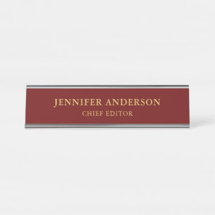 Placa De Mesa Vermelho Escuro e Cores Douradas Planos Modernos P