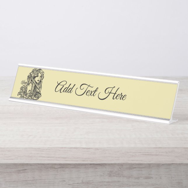 Placa De Mesa Virgem Zodíaco Dourado (Frente)