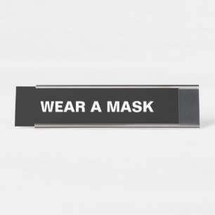 Placa De Mesa Vista uma máscara, minimalista branco preto