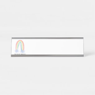 Placa De Mesa Você é meu arco-íris pintado à aguarela sol