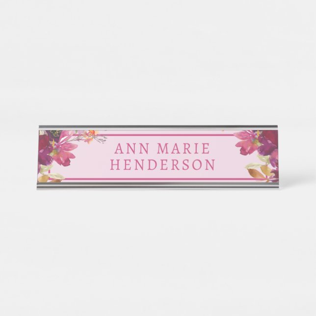 Placa De Mesa Watercolor Floral Wilflower (Frente)