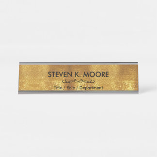 Placa De Mesa Weathered Antique Brass Gold + Blk Custom