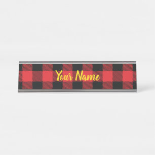 Placa De Mesa Xadrez de Buffalo - Cheque Vermelho e Negro