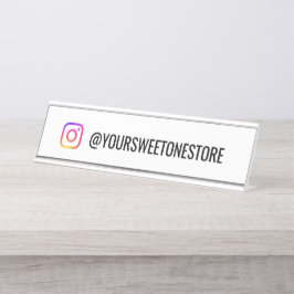 Placa De Mesa Your Instagram Name & Social Media Icon 