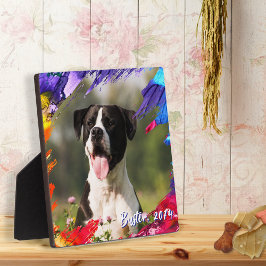 Placa de Moldura de Foto com Pinceladas Coloridas