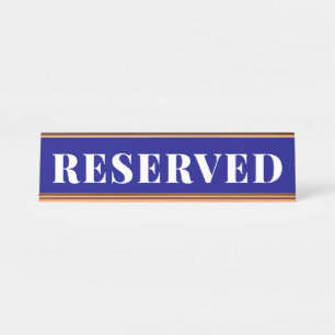 Placa de nome da mesa com reserva de marinho azul