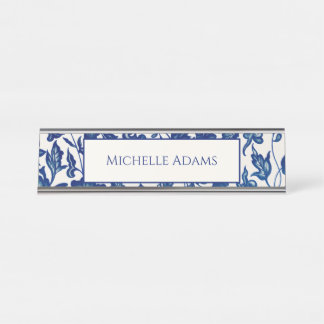 Placa de nome da Mesa Floral Azul