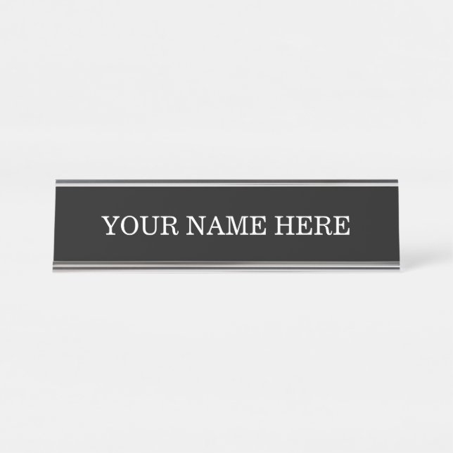 Placa de nome da mesa (Preto com término de prata) (Frente)