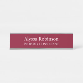 Placa de Nome da Mesa Profissional Burgundy