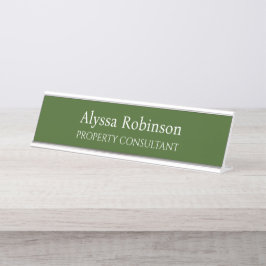 Placa de Nome da Mesa Profissional Verde Florestal