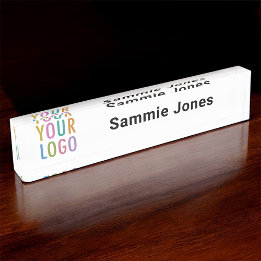 Placa de Nome de Mesa Acrílica Logotipo Empresaria