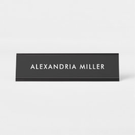 Placa de nome de mesa branca e preto moderno