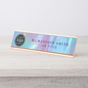 Placa de Nome de Mesa de Acrílico Iridescente