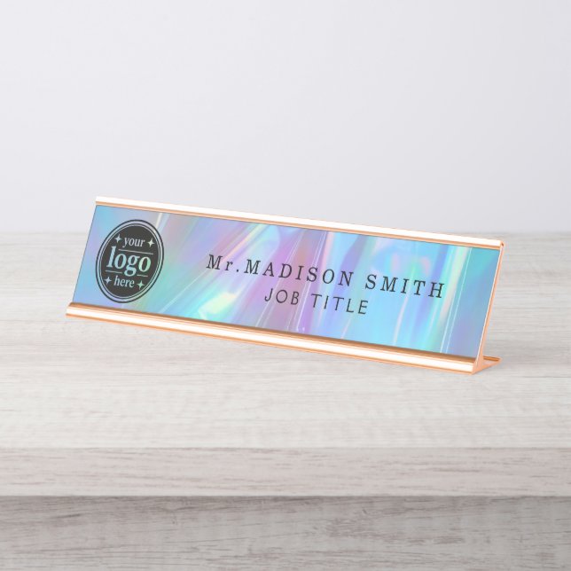 Placa de Nome de Mesa de Acrílico Iridescente  (Frente)