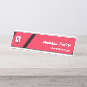 Placa de Nome de Mesa em Acrílico Rosa Quente Pret