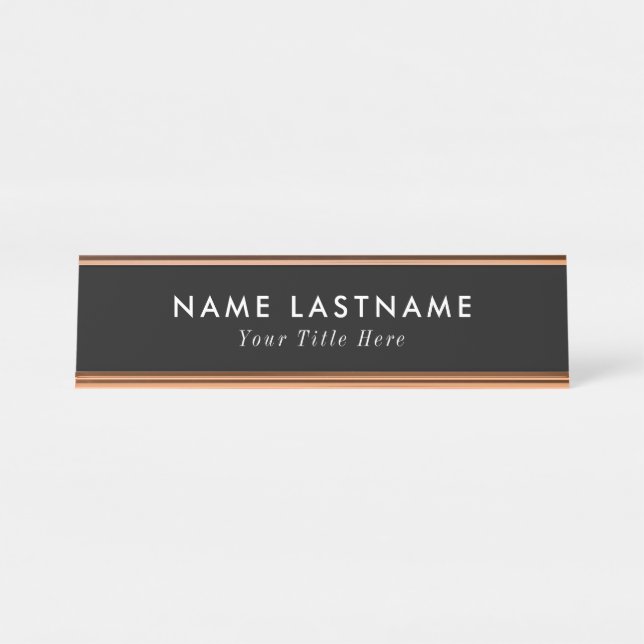 Placa de nome de mesa moderna com nome e título ed (Frente)