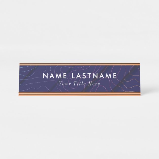 Placa de nome de mesa moderna com nome e título ed (Frente)