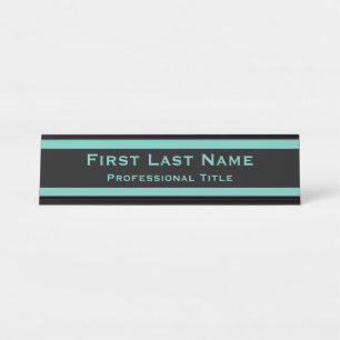 Placa de Nome de Mesa Moderna Turquesa