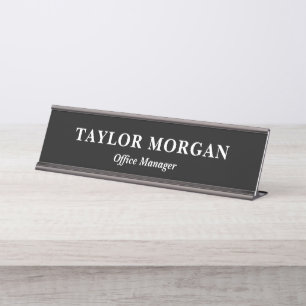 Placa de nome de mesa personalizada com nome e tít