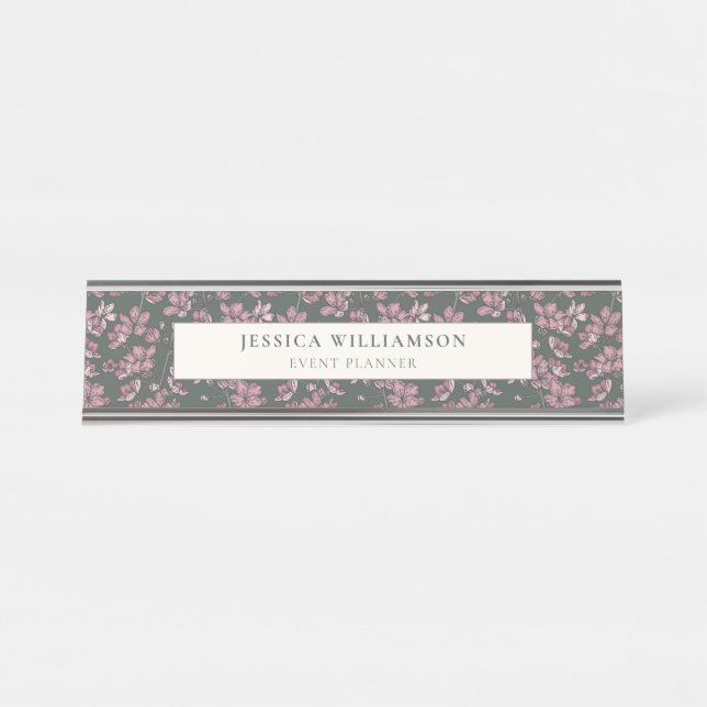 Placa de nome de mesa personalizada, cor-de-rosa n (Frente)