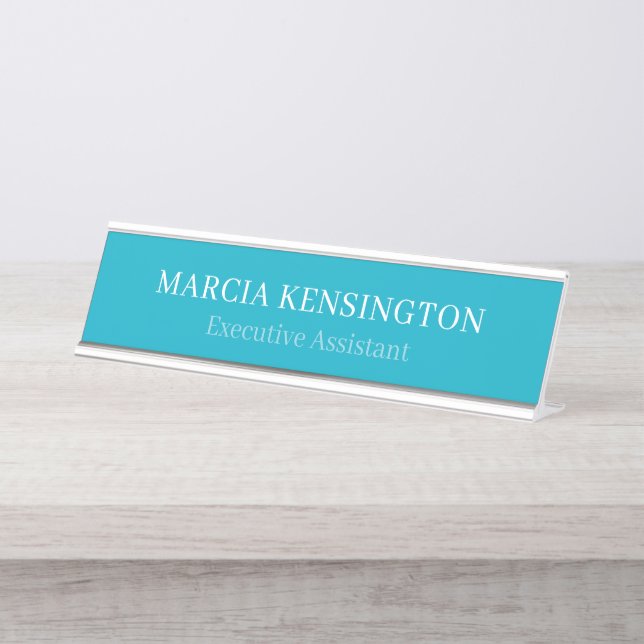 Placa de Nome de Mesa Profissional Moderna Topázio (Frente)