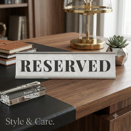 Placa de Nome de Mesa RESERVADA para Escritório Pr