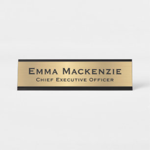 Placa de Nome de Mesa Simples com Aparência Metáli