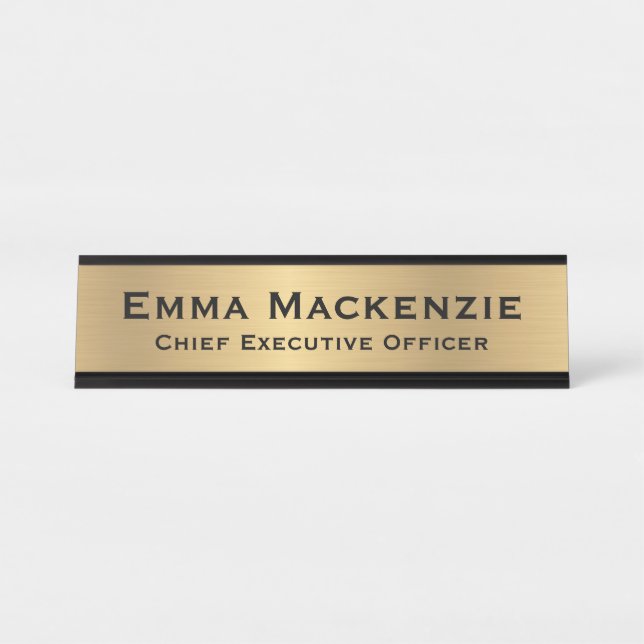 Placa de Nome de Mesa Simples com Aparência Metáli (Frente)