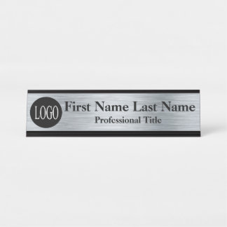 Placa de Nome de Mesa Sinal de Logotipo Cor Prata