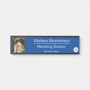 Placa de Nome de Porta de Escritório Azul Foto Ima