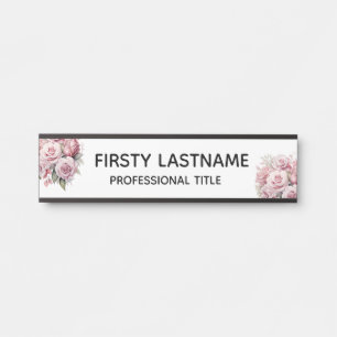 Placa de Nome de Porta de Escritório com Rosas Flo