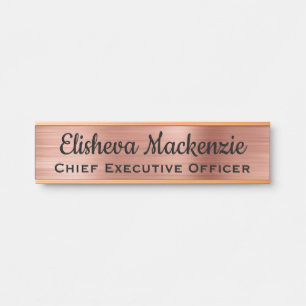 Placa de Nome de Porta de Escritório em Ouro Rosa 