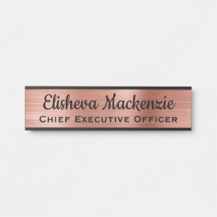 Placa de Nome de Porta de Escritório em Ouro Rosa 