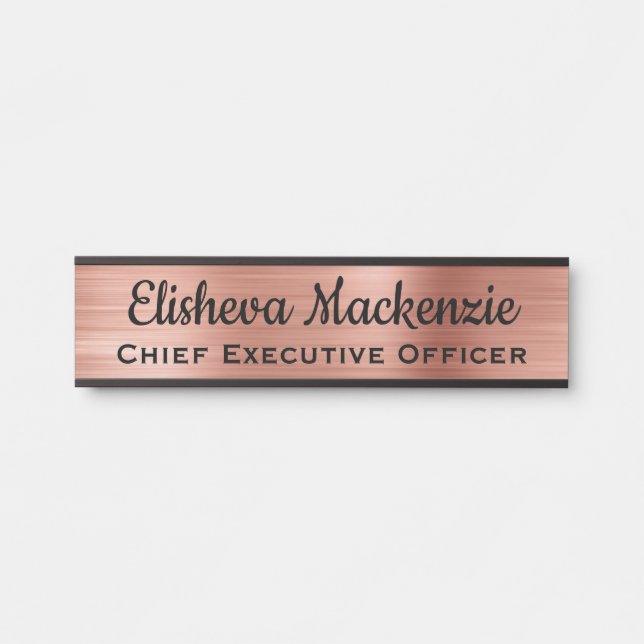Placa de Nome de Porta de Escritório em Ouro Rosa  (Frente)