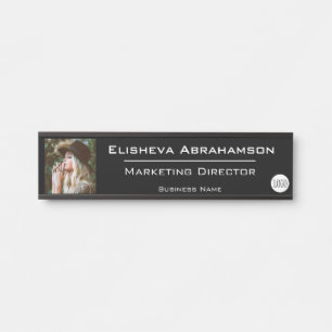 Placa de Nome de Porta de Escritório - Foto Preta