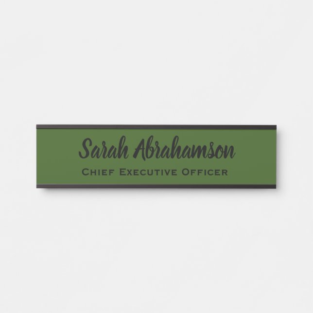 Placa de Nome de Porta de Escritório Verde Sinais  (Frente)