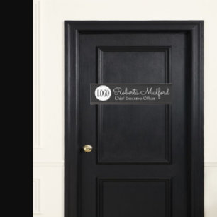 Placa de Nome de Porta de Logotipo Preto e Branco